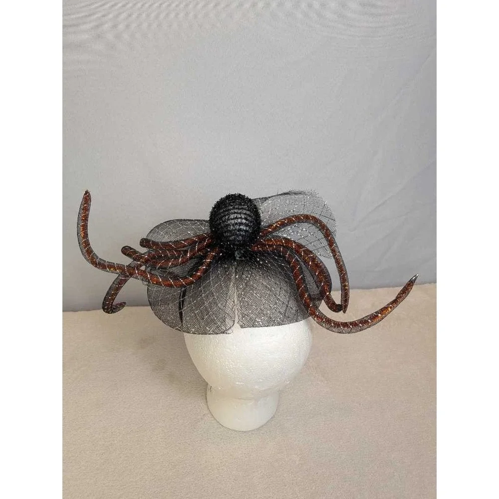 Halloween Spider Headband Fascinator Black Orange Sparkle Party Costume Accessor